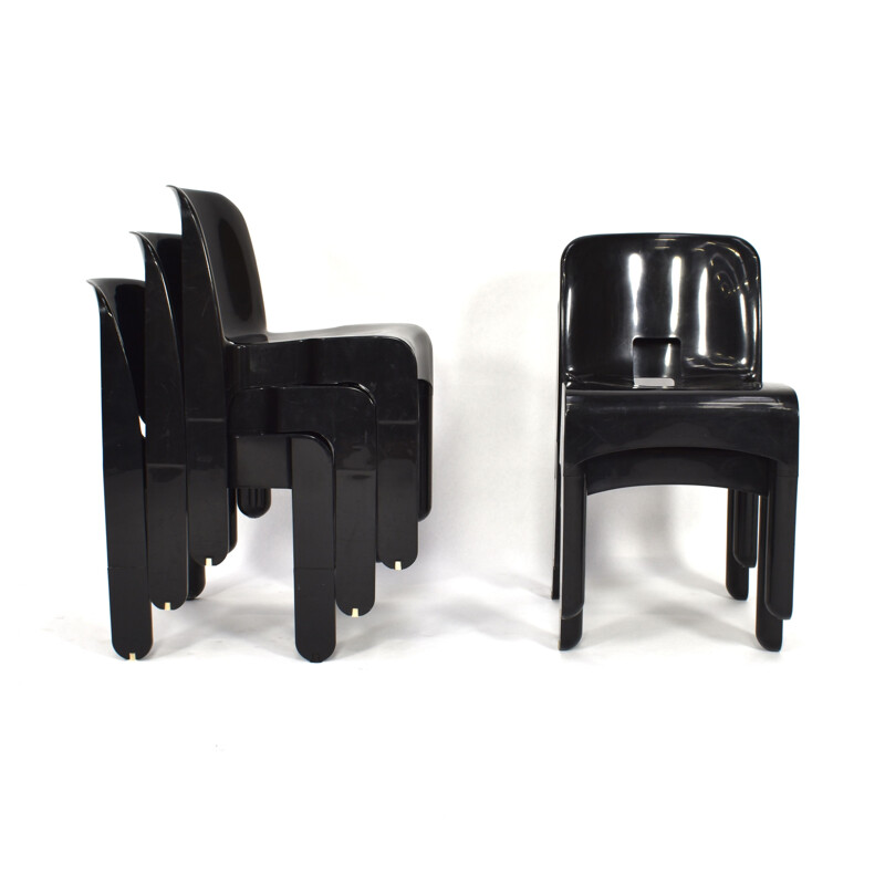 Suite de 5 chaises vintage en plastique vintage par Joe Colombo pour Kartell