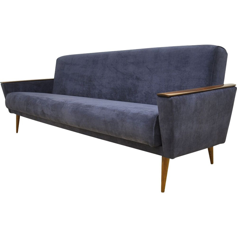 Canapé-lit bleu vintage en hêtre