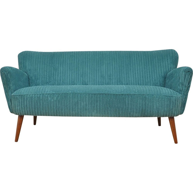 Vintage turquoise sofa in beechwood