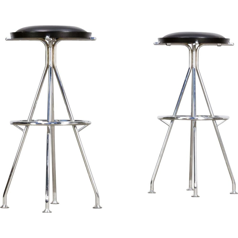 Pair of vintage barstools in chromed metal