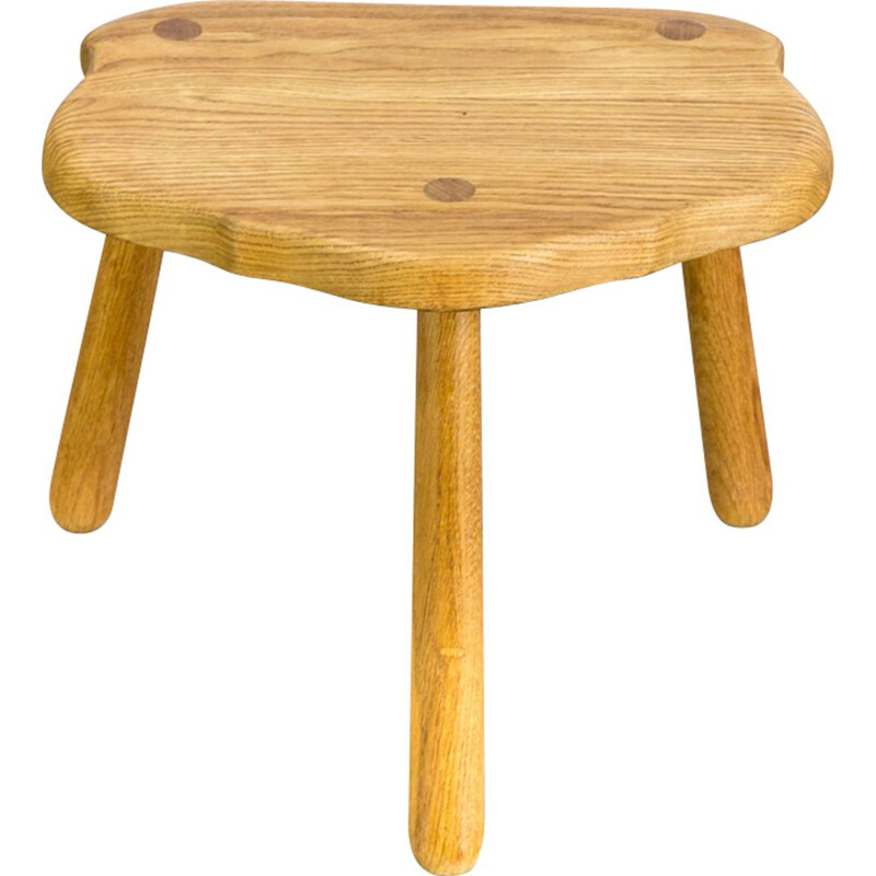 Tabouret vintage en chêne fumé