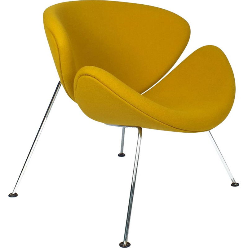 Orange Slice armchair in yellow fabric by Pierre Paulin for Artifort