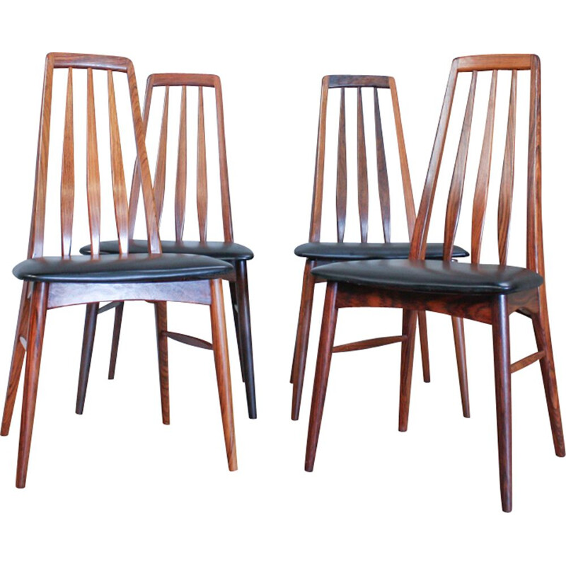 Set of 4 Eva chairs in rosewood by Niels Kofoed