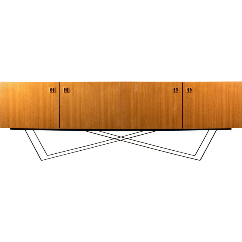 Vintage minimalist sideboard in teak and steel 1960