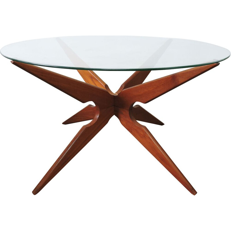 Vintage spider coffee table for Sika Mobler in teak and glass