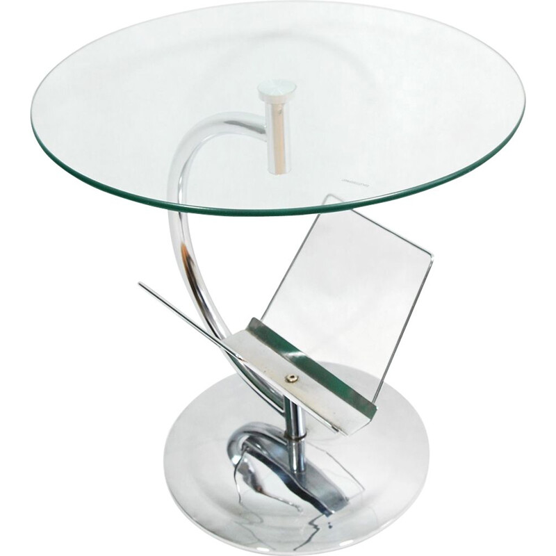 Vintage german glass and steel coffee table for Kokoon 1980