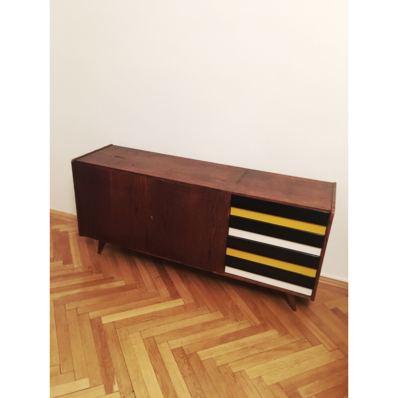 Vintage sideboard U 460 yellow and gray Jiri Jiroutek for Interier Praha