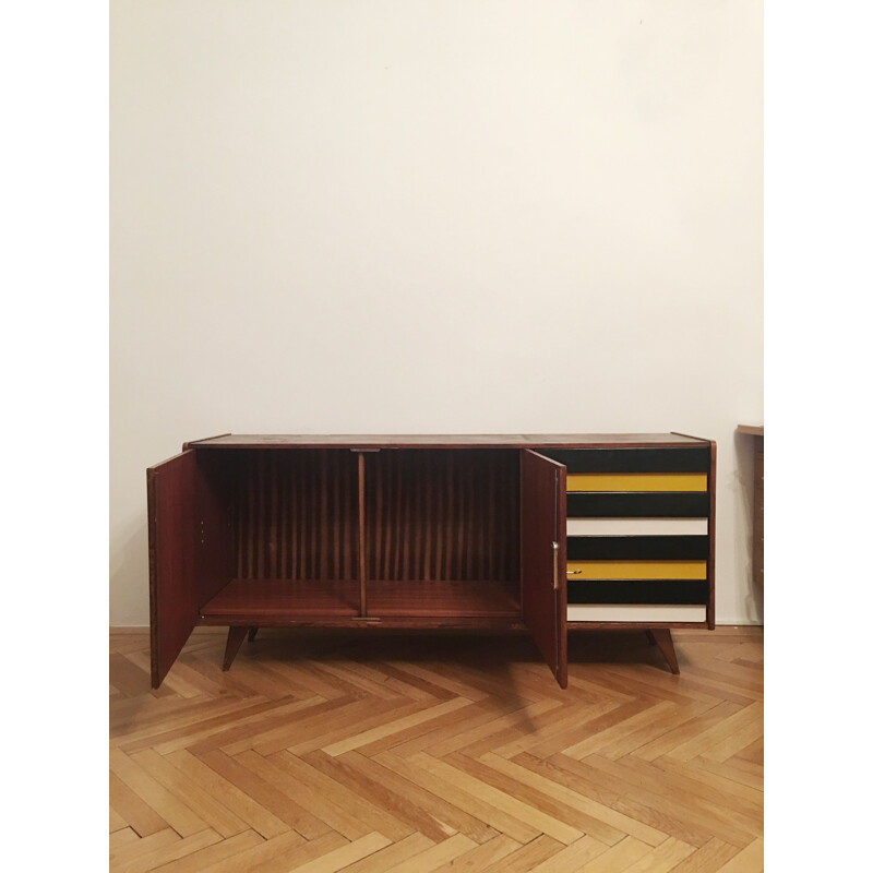 Vintage sideboard U 460 yellow and gray Jiri Jiroutek for Interier Praha