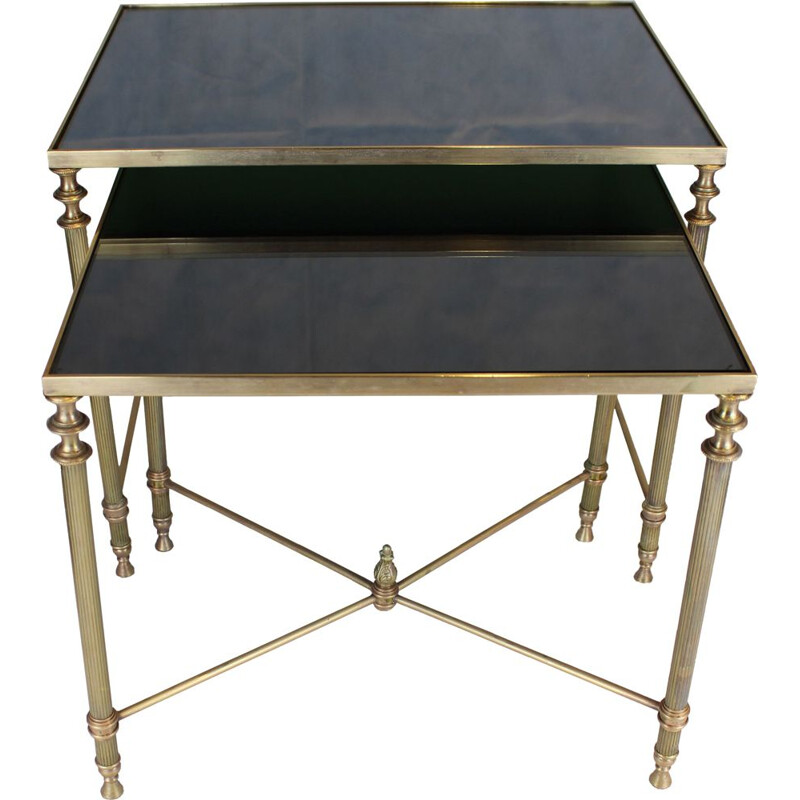 Two Maison Jansen Brass Nesting Tables 