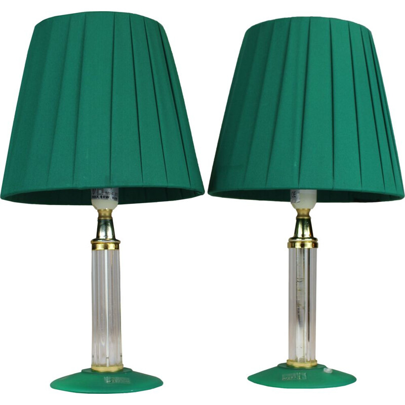 Italian Venetian Pair of Table Lamps, Murano Glass 