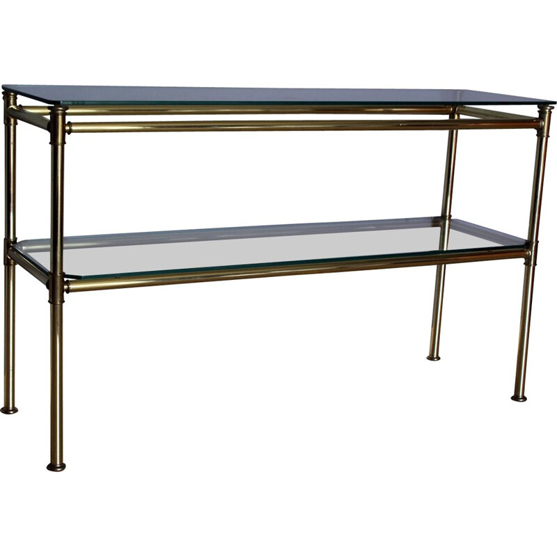 Vintage italian brass and glass console table 1970