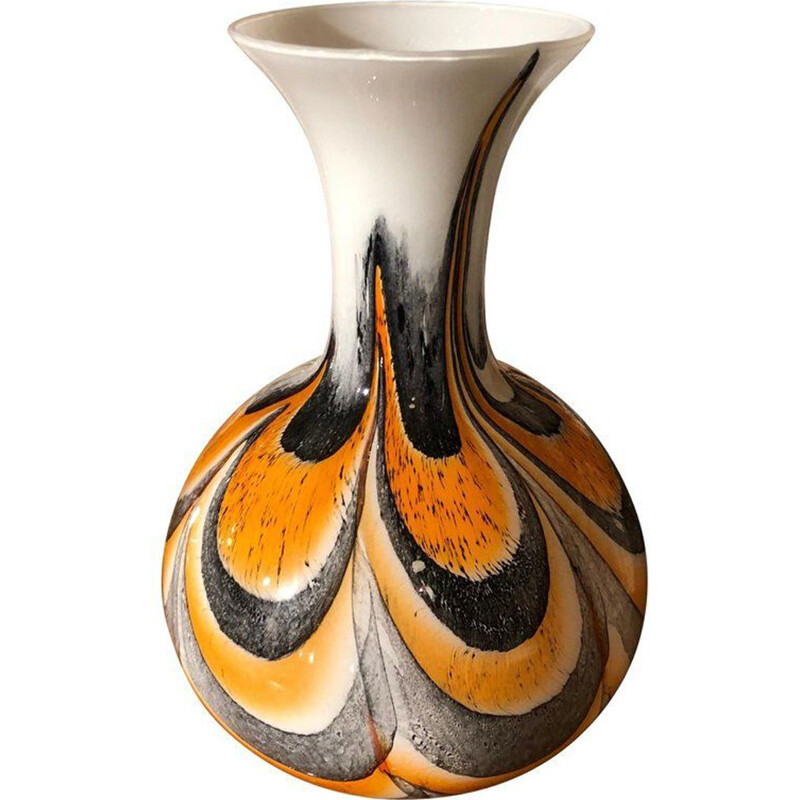 Vase vintage pour Opaline Florence en opaline et verre de Murano