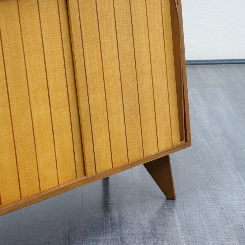 Vintage walnut dresser with sliding doors