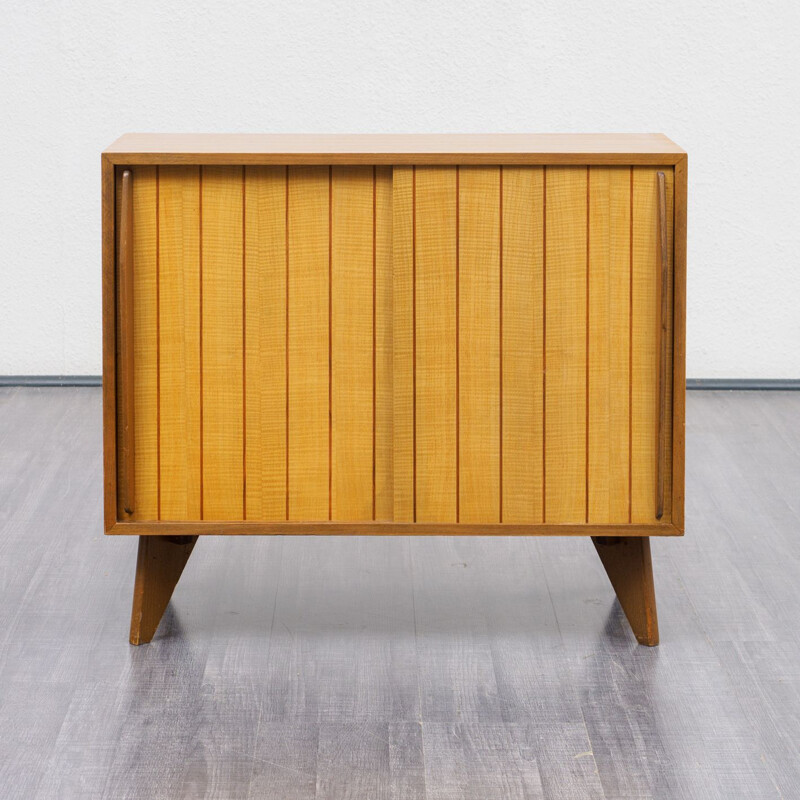 Vintage walnut dresser with sliding doors