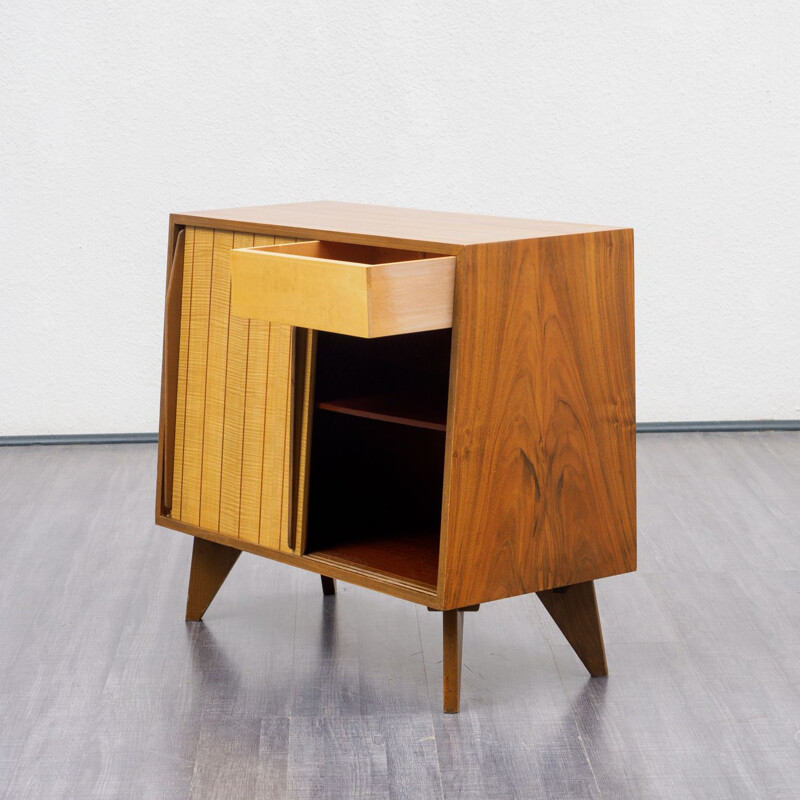 Vintage walnut dresser with sliding doors