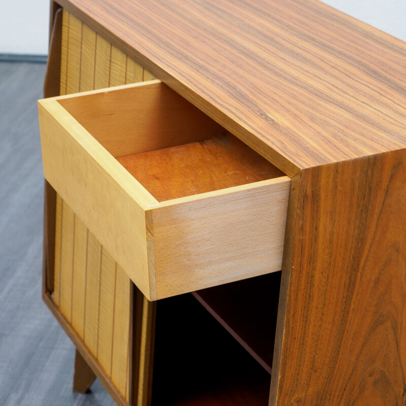 Vintage walnut dresser with sliding doors