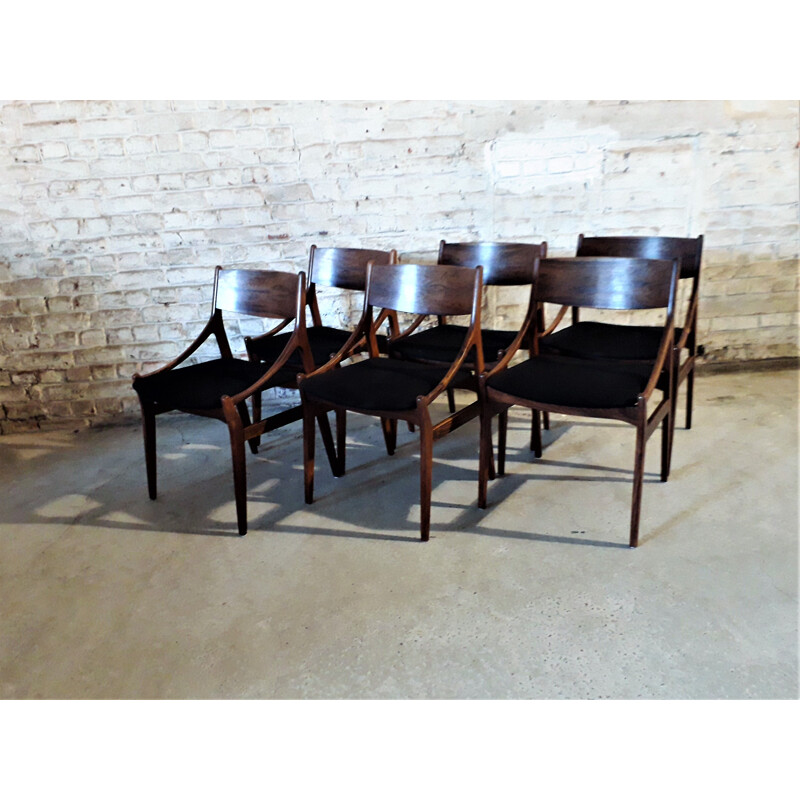 Suite de 6 chaises vintage en palissandre