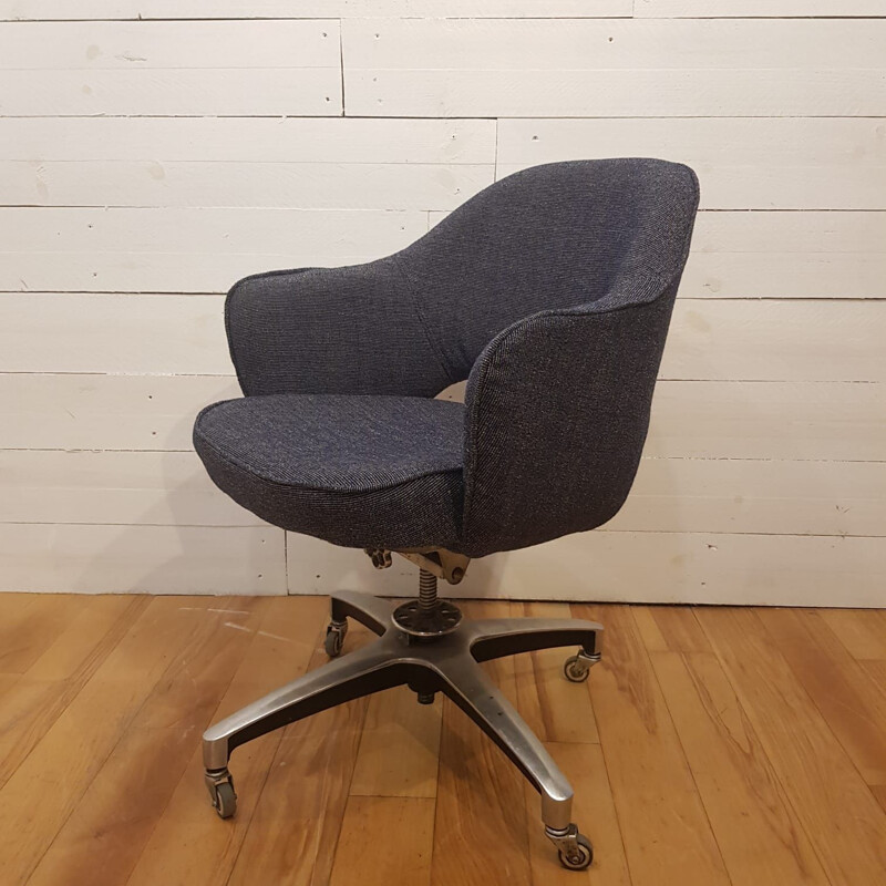 Vintage Swivel blue 71 S armchair for Knoll in steel and aluminium