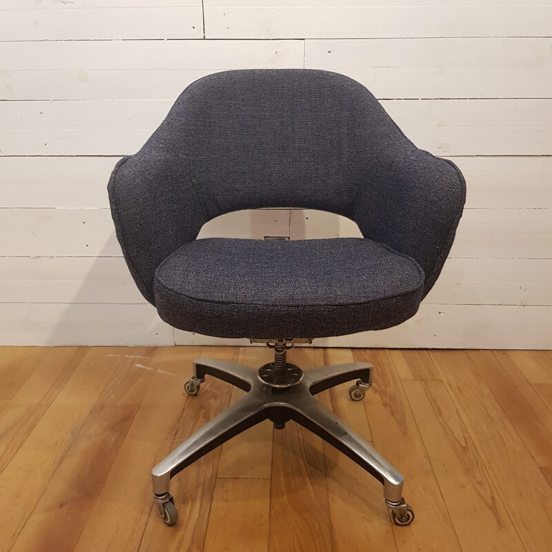 Vintage Swivel blue 71 S armchair for Knoll in steel and aluminium