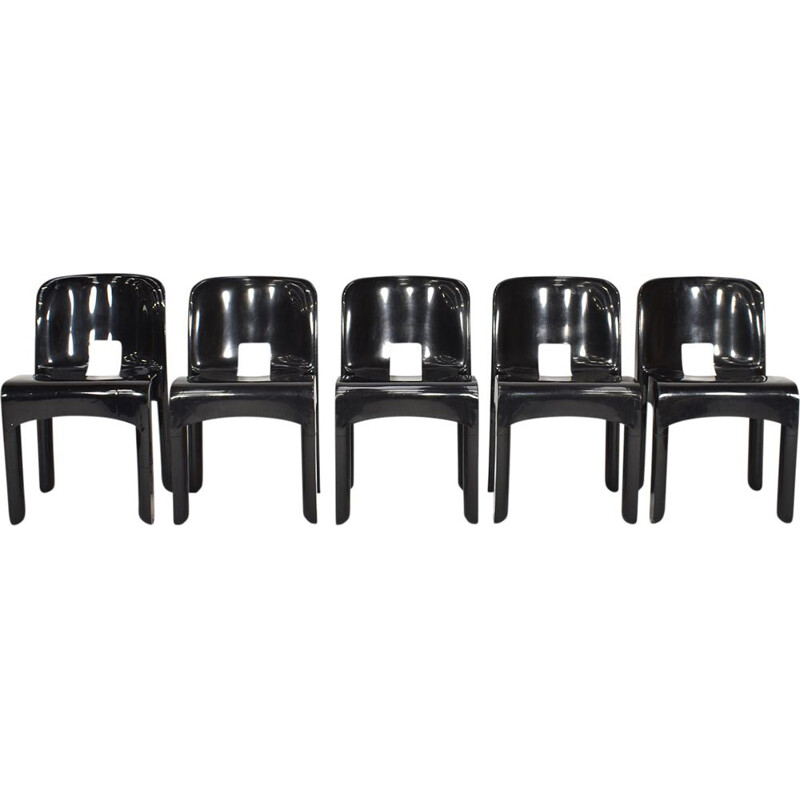 Set of 5 vintage plastic chairs by Joe Colombo for Kartell