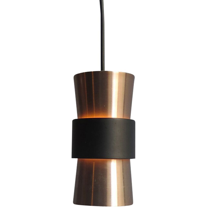 Vintage golden aluminium with black ring pendant lamp