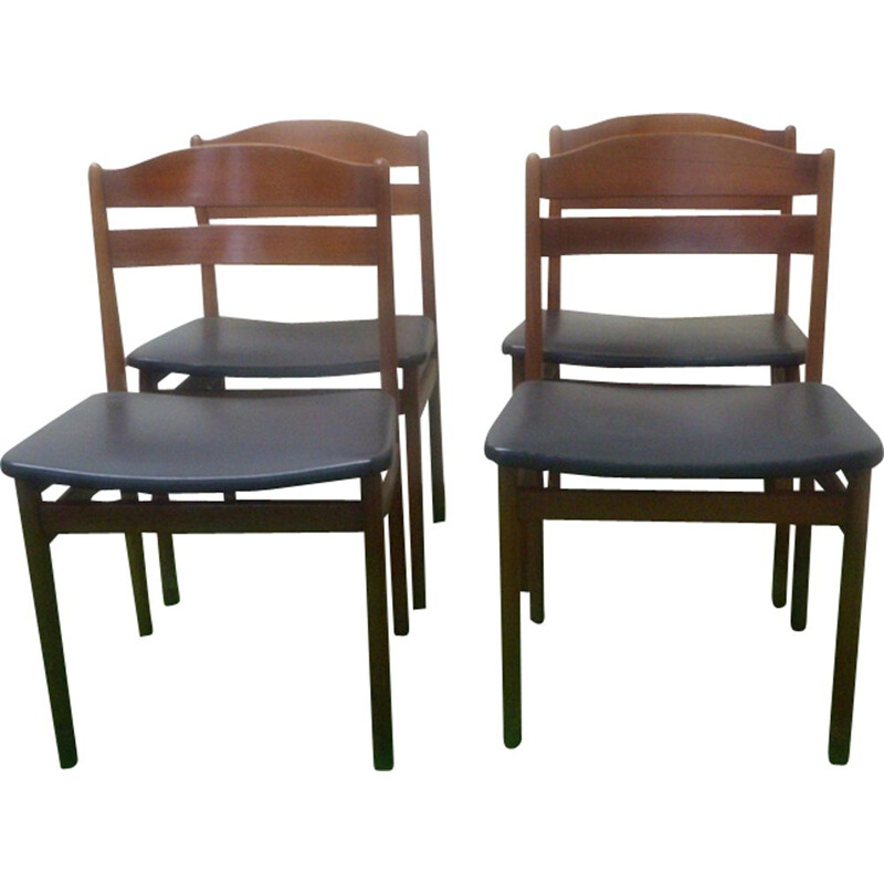 Set of 4 Danish chairs in solid teak 1950s