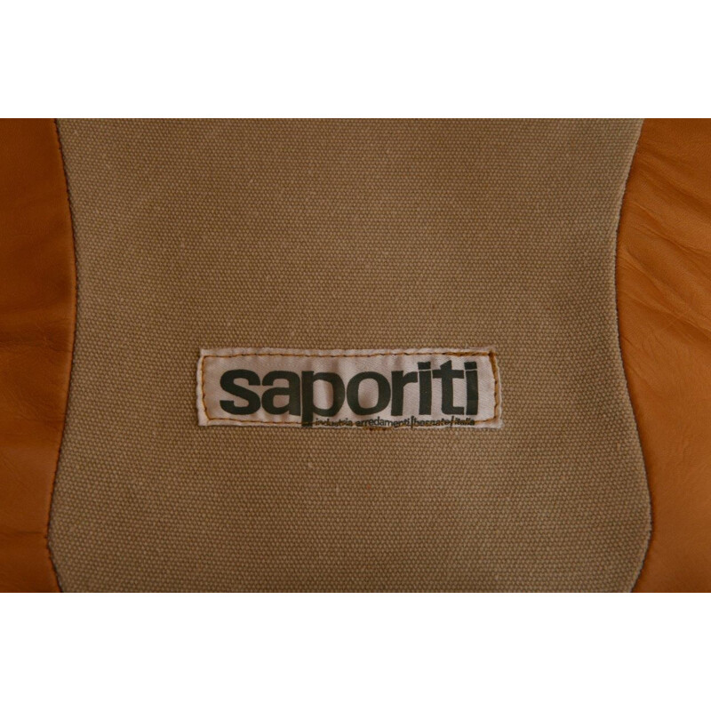 Canapé vintage pour Saporiti de Rossili en cuir marron et fibre de verre 1970
