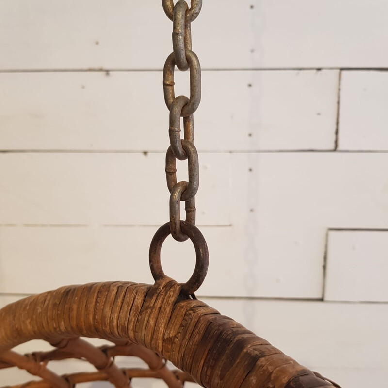 Vintage swing seat in rattan and wicker 1960