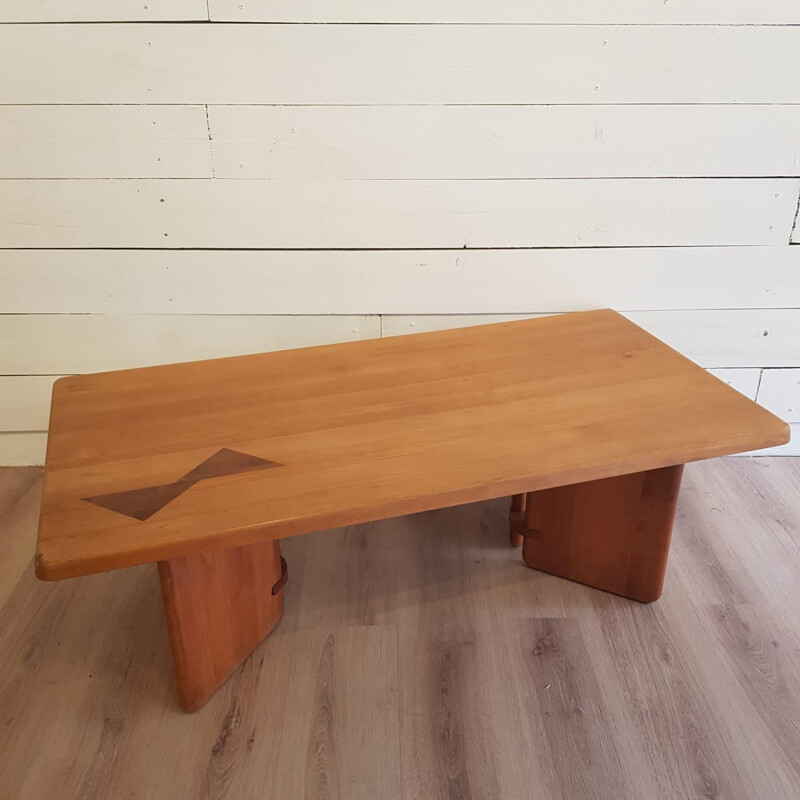 Vintage coffee table for Seltzer in elm and teak 1960