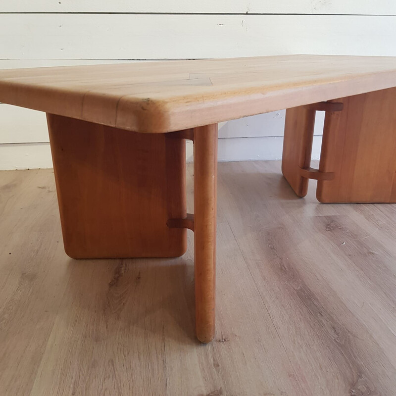 Vintage coffee table for Seltzer in elm and teak 1960