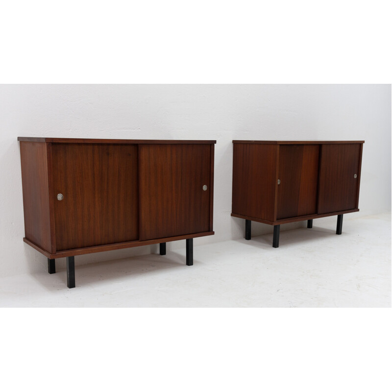 Pair of vintage dutch cabinets for Nissen Naarden with sliding doors