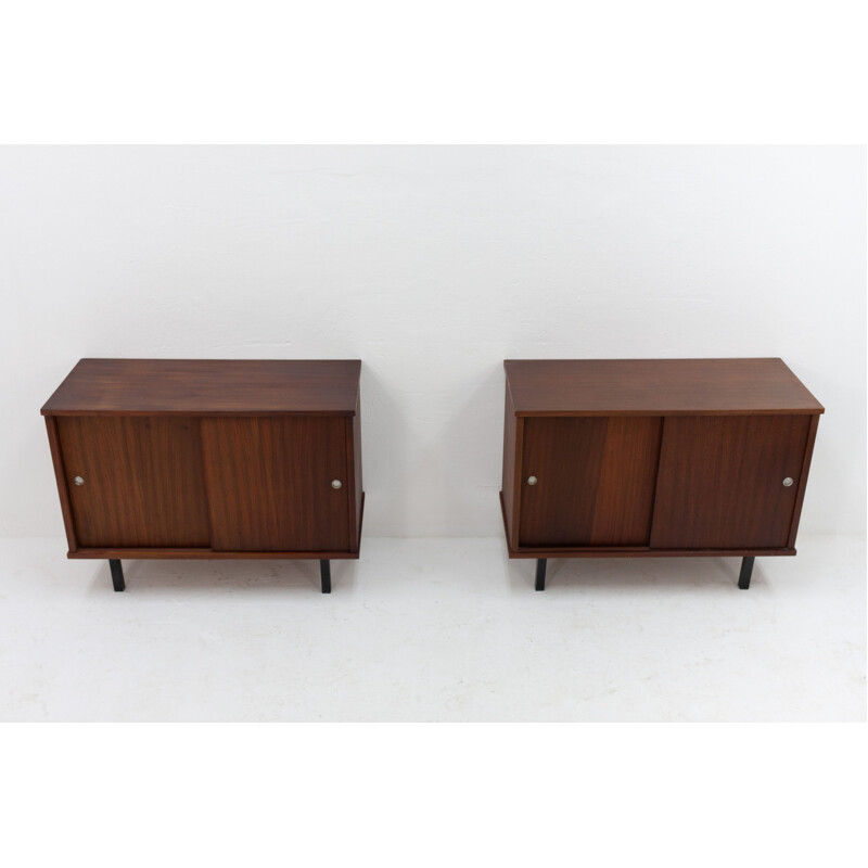 Pair of vintage dutch cabinets for Nissen Naarden with sliding doors