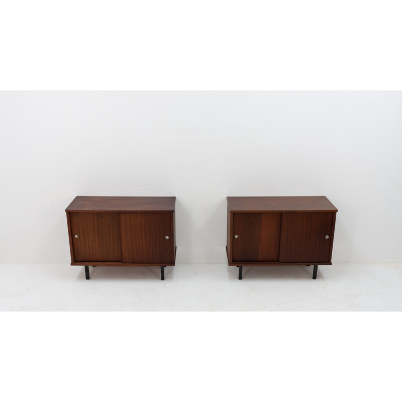 Pair of vintage dutch cabinets for Nissen Naarden with sliding doors