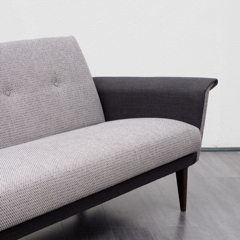 Vintage german sofa in wood and gray fabric 1950