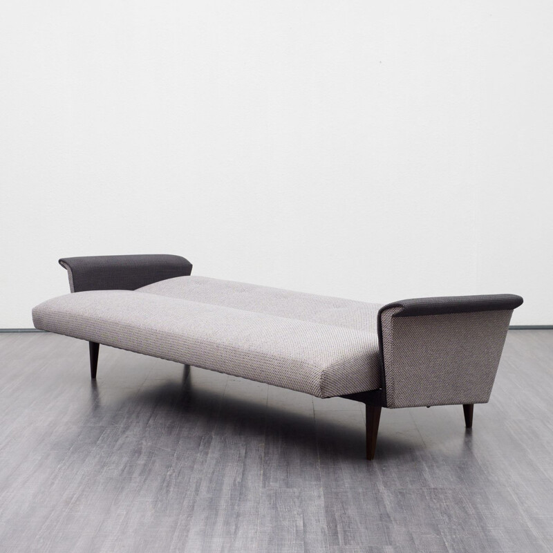 Vintage german sofa in wood and gray fabric 1950