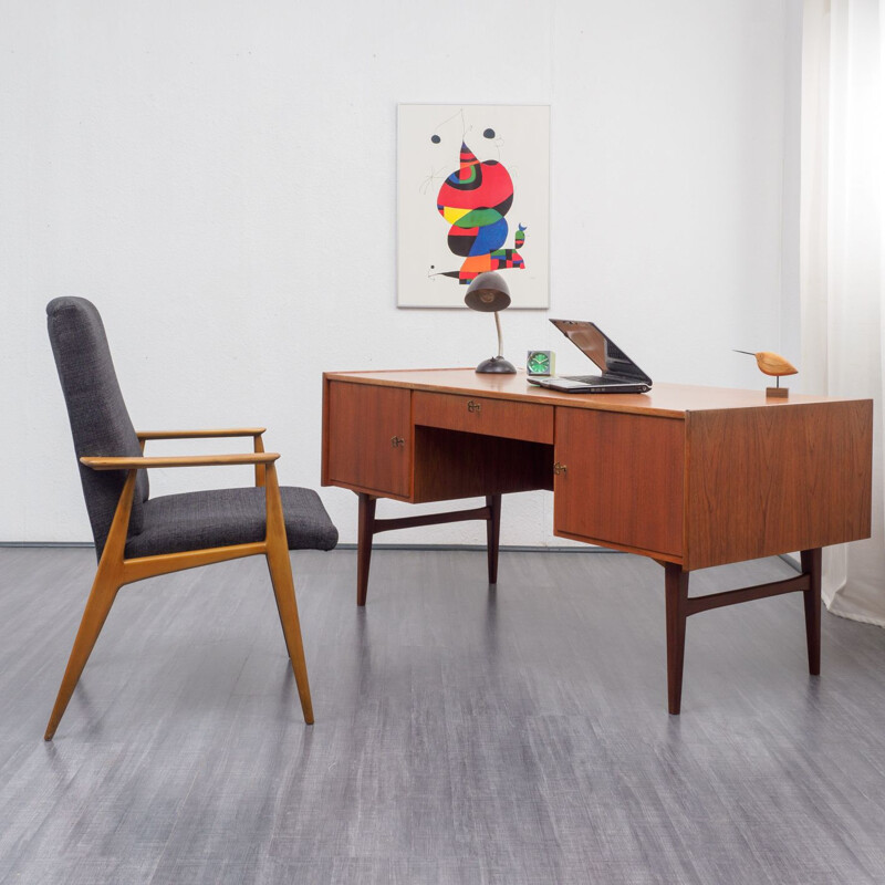 Vintage restored teak scandinavian desk 1960