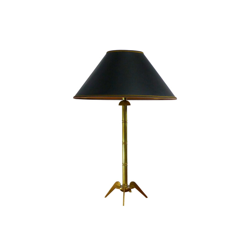 Lampe de table vintage tripode en laiton doré 1960