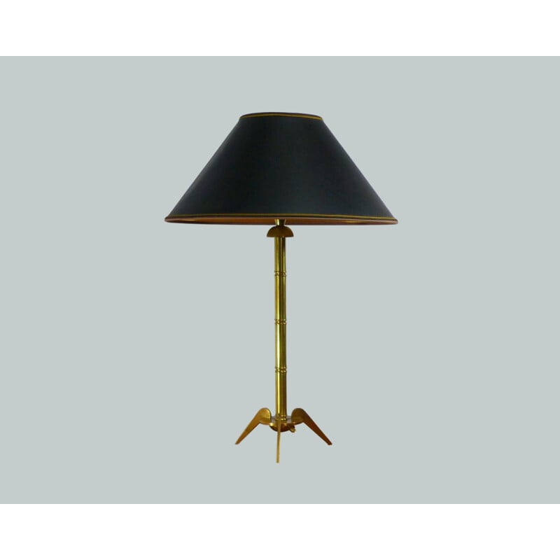 Vintage tripod table lamp in golden brass 1960