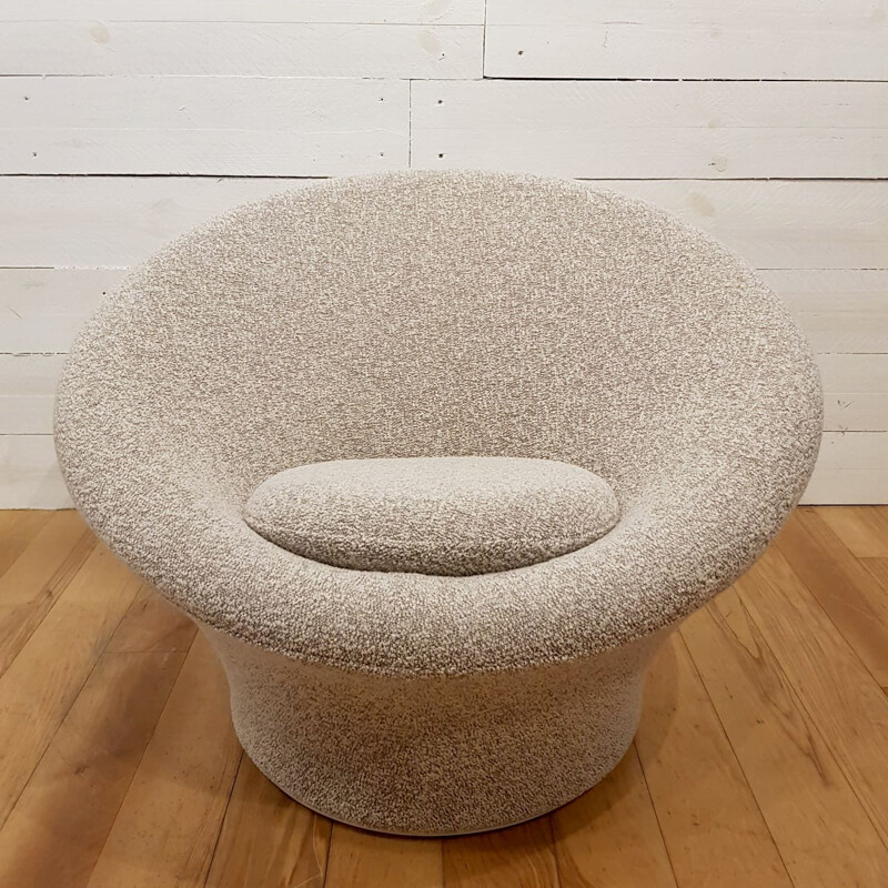 Vintage Mushroom F560 armchair for Artifort in gray wool and metal 1960