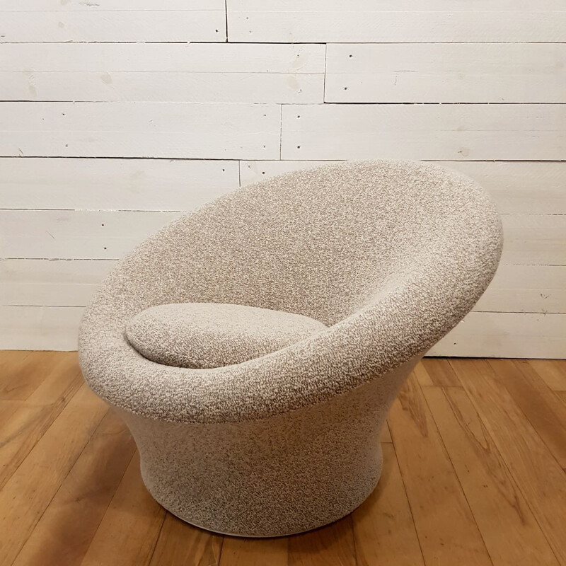 Vintage Mushroom F560 armchair for Artifort in gray wool and metal 1960