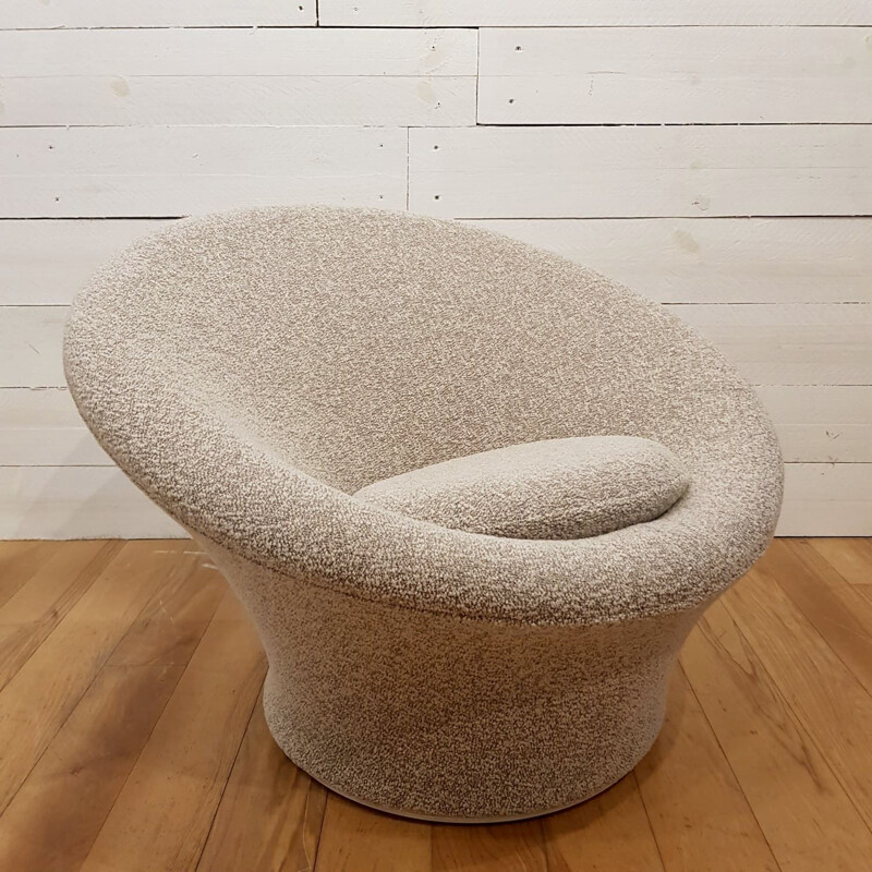 Vintage Mushroom F560 armchair for Artifort in gray wool and metal 1960