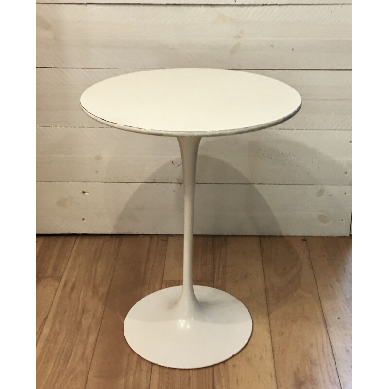 Table d'appoint vintage Tulip blanc pour Knoll en aluminium blanc 1960