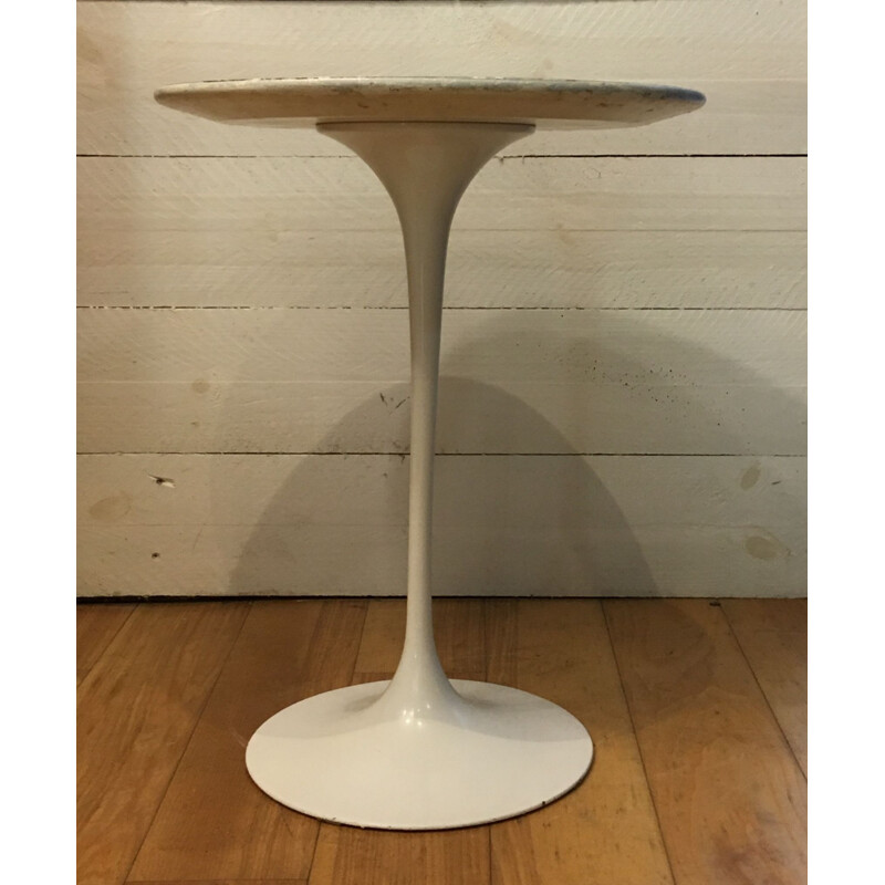 Vintage white Tulip side table for Knoll in white aluminum 1960