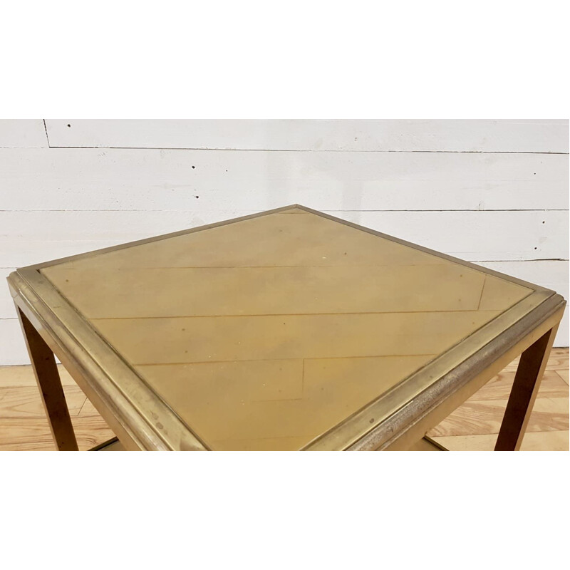 Vintage Jansen tablewith fouble tray in golden marble 1960