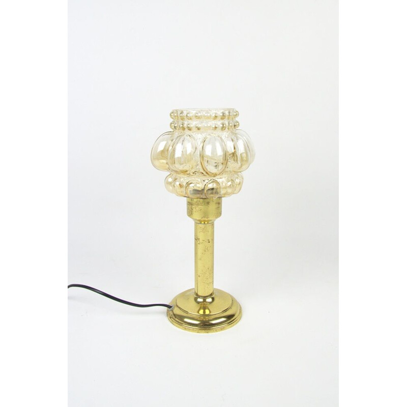 Bubble table lamp in golden brass and glass, 1970s