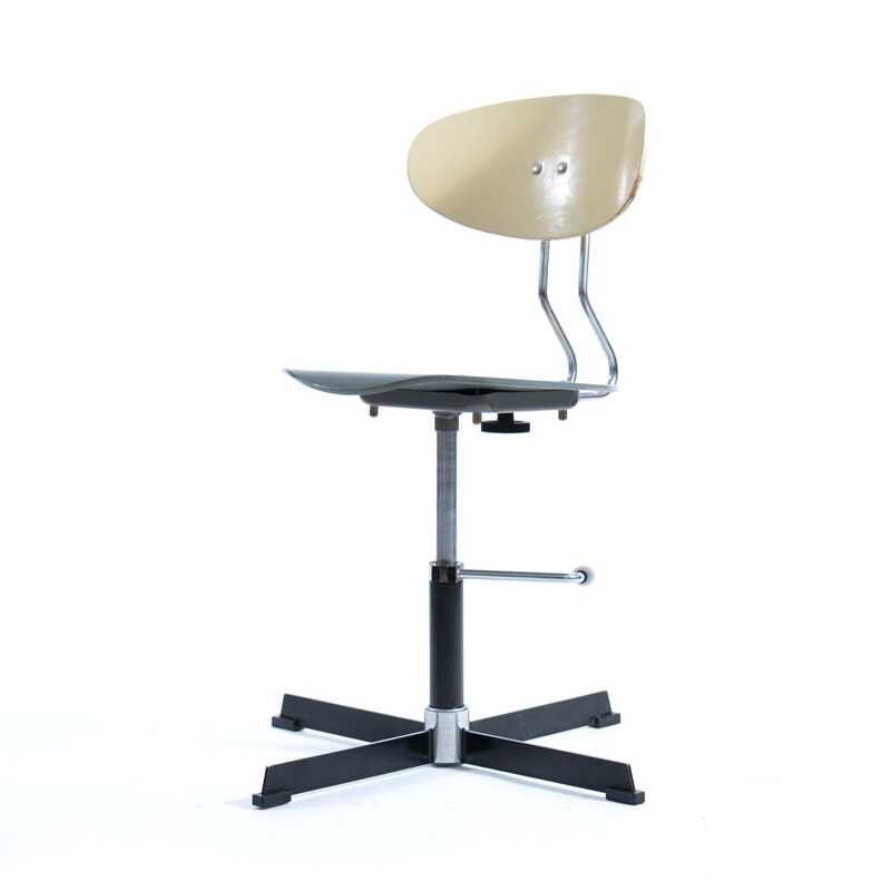 Swivel Office Chair by Kovona in Wood and Chrome, 1970