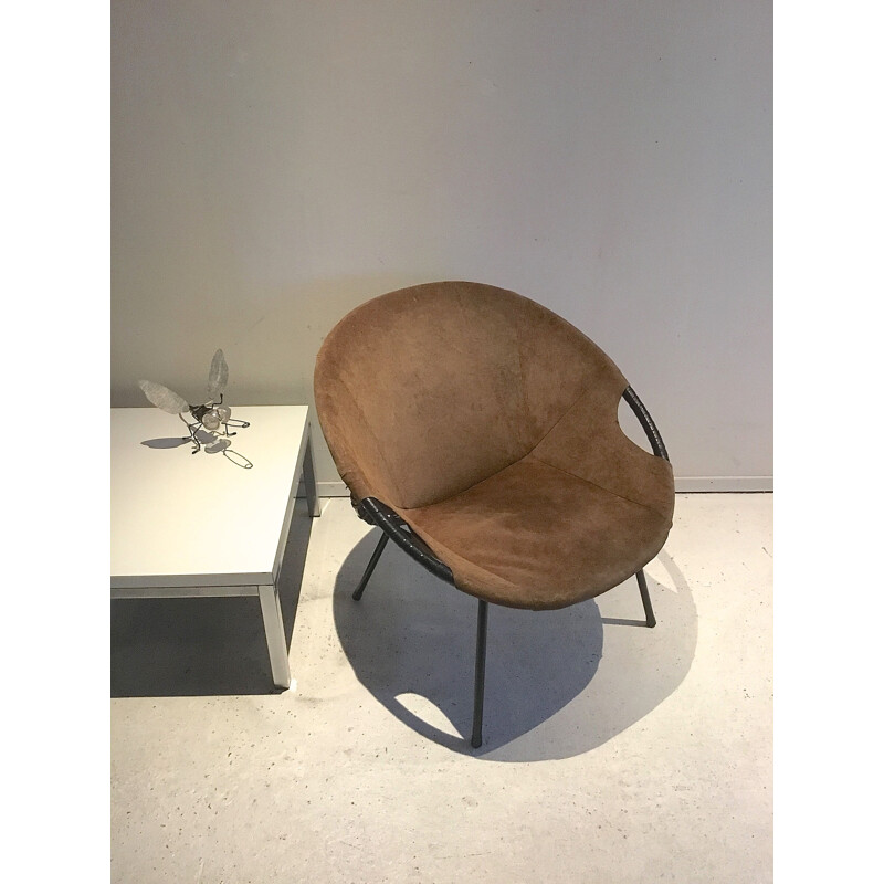 Vintage Suede Balloon Chair from Lusch & Co, 1960