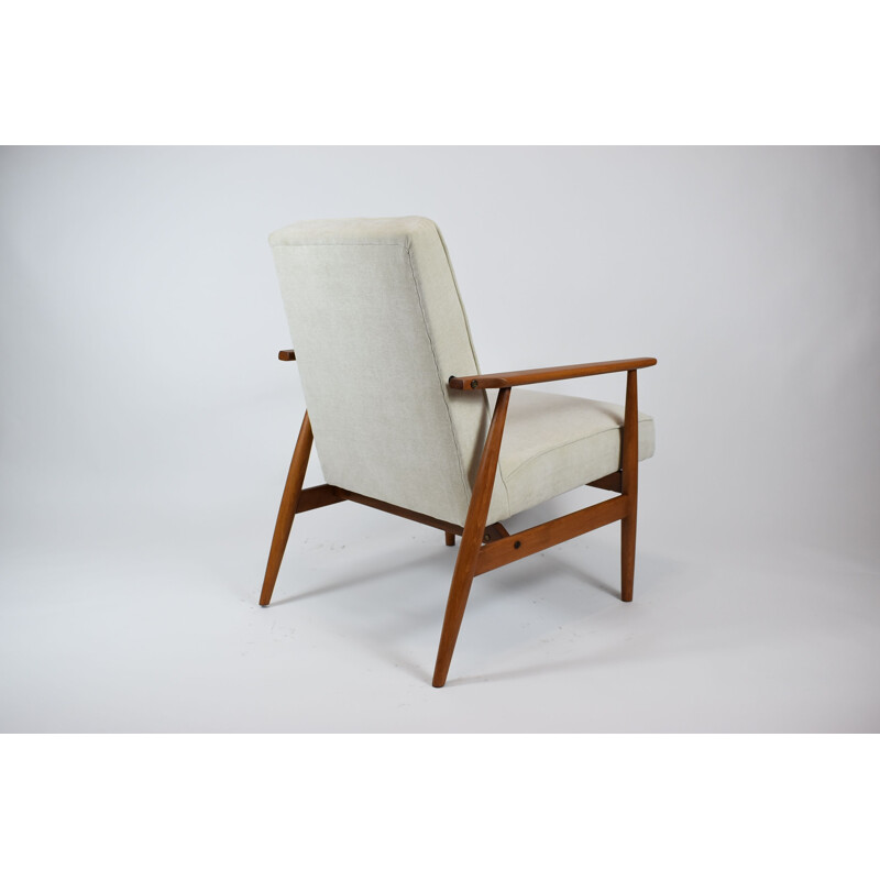 Vintage Fox armchair in ivory fabric and wood 1960