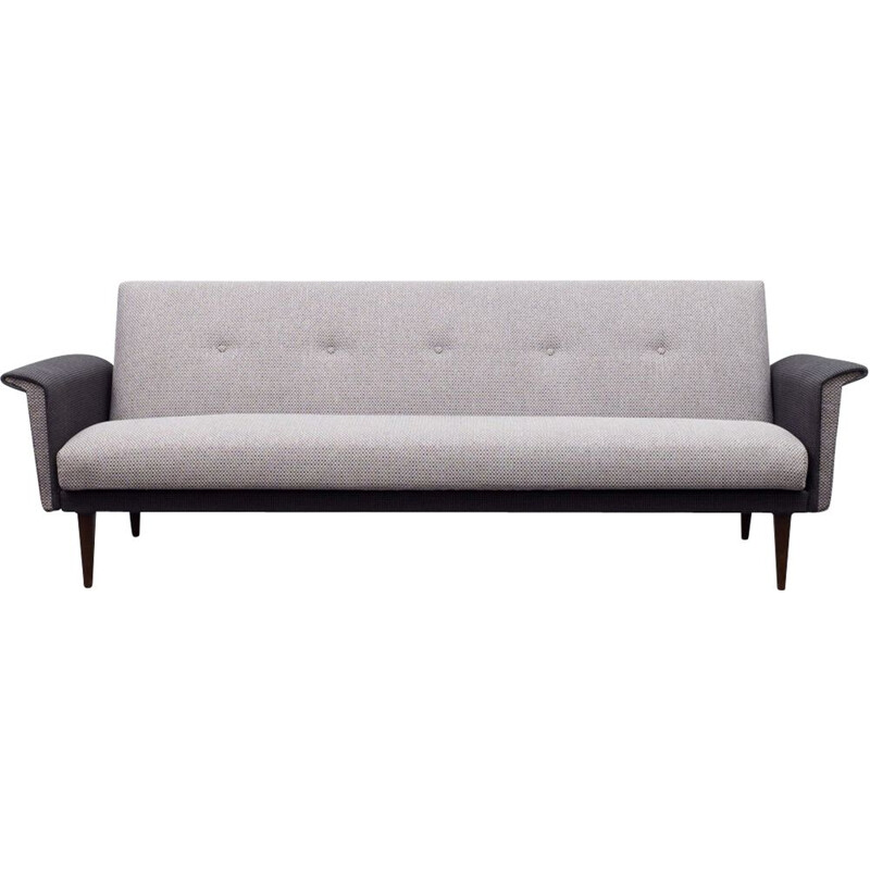 Vintage german sofa in wood and gray fabric 1950