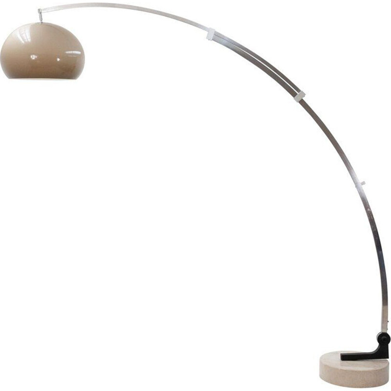 Vintage italian arc floor lamp in perspex and marble 1960